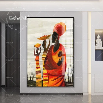 Embelish 1 Ks Afrike Ženy s Dieťaťom HD Tlač Na Plátne, Obrazy Na Obývacia Izba Domova Wall Art Obrázky Veľké Plagáty